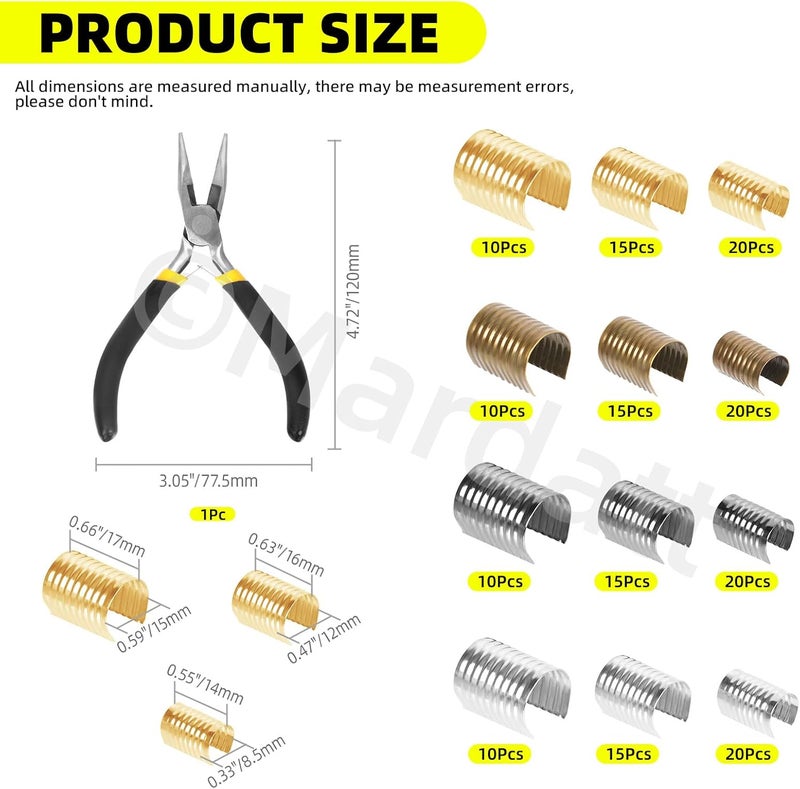 Mardatt 183PCS 8.5x14mm/12x16mm/15x17mm 4Colors Leather Rope Clip, Crimp End Tips Ribbon Ending Clasp Tips Jewelry Connector for Bracelet Necklace Jewelry DIY Craft Making - Image 2